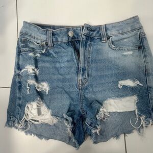 American Eagle Outfitters Light Blue Distressed Jean Shorts - High Waisted